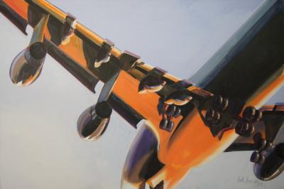 Boeing im Überflug, 2005, Acryl auf Leinwand, 130 x 190 cm 