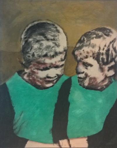 Doktorspiele I, 1999/2000, Eitempera und Enkaustik auf Baumwollgewebe, 153 x 123 cm