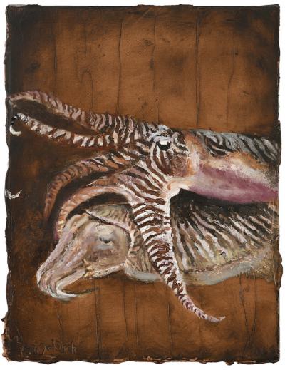 Friederike Jokisdch, Sepiasepien, 2018, Öl auf Leinwand, 40 x 30 cm