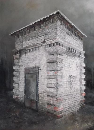 Äußere Gebäude-Gebärde, 2015, Öl auf Leinwand, 130 x 95 cm