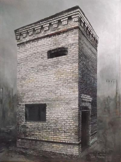 Erloschenes (Turm)-Dasein, 2015, Öl auf Leinwand, 130 x 95 cm