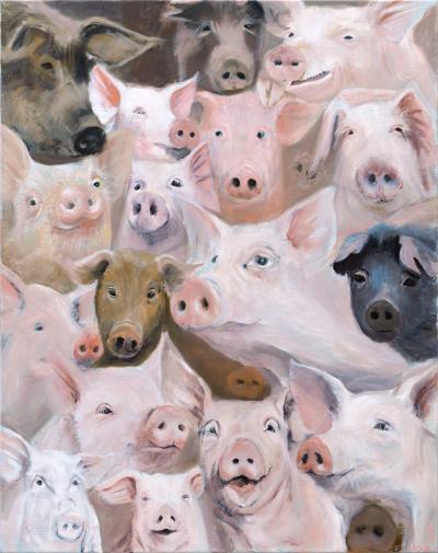 Grosse Schweinerei, 2021, Öl auf Leinwand, 140 x 110 cm