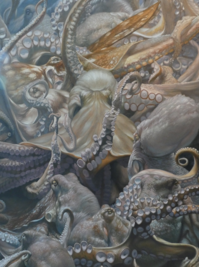 Tentakel, 2022, Öl auf Leinwand, 137 x 90 cm
