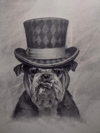 Bulldogisch, 2024, Grafit auf Papier, 29,7 x30 cm