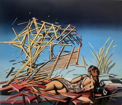 Gott was für ein Tag..., 2019, Acryl auf Leinwand, 120 x 140 cm