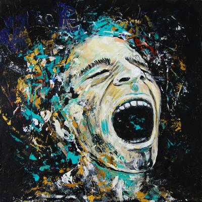 Der Schrei (15), 2022, Acryl auf Leinwand, 40 x 40 cm