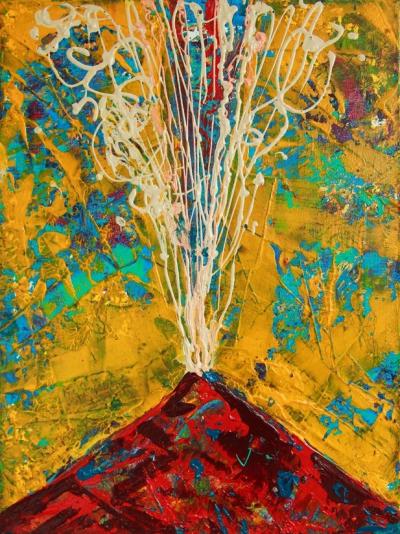 Vulcano 1, 2023, Acryl auf Leinwand, 40 x 30 cm