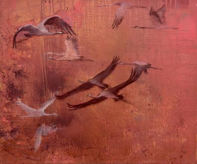 Printemps II, 2025, Kreidegrund/ Öl auf Leinwand, 100 x 120 cm