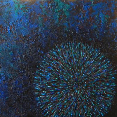 Sea Urchin Glow, 2025, Öl, Acryl auf Leinwand, 60 x 60 cm