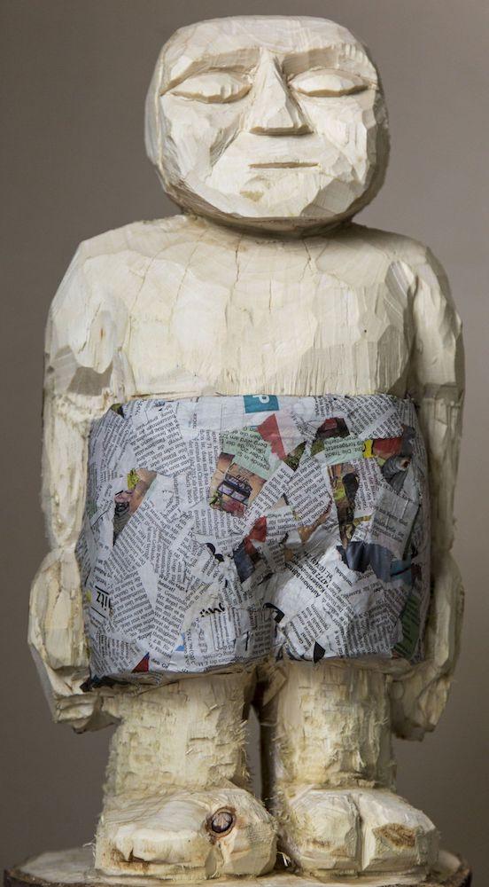 Albrecht Klink, Mr. Newman, 2020, Pappel, Gold Papier, 110 x 60 x 60 cm