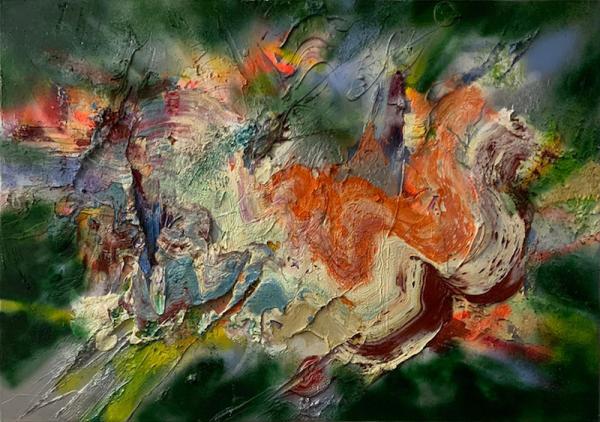 Sebastian Heiner, Clash in the Space, 2017, Öl auf Leinwand, 90 x 130 cm