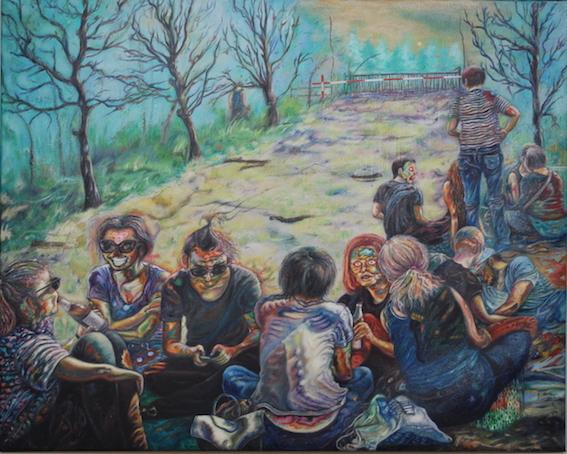 Party at the End of the Road, 2017, Öl auf Leinwand, 80 x 100 cm