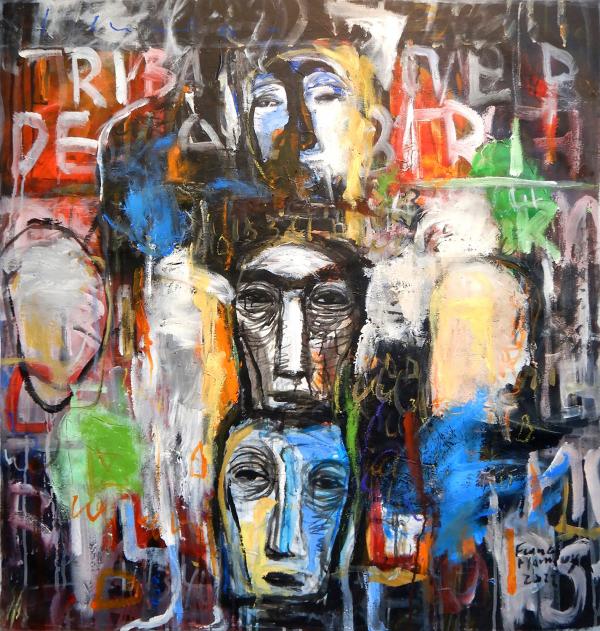 les esprits supérieurs, Öl/Acryl auf Leinwand, 100 × 95 cm