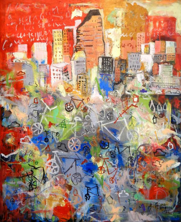 Kinshasa, Öl/Acryl auf Leinwand, 114 × 98 cm