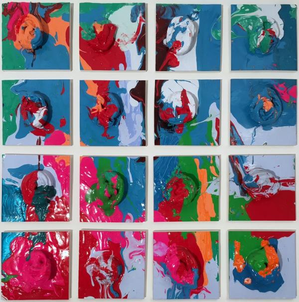 BREAK / BRUCH . 2019. Polystyrol und Acryl auf Holz. 90 x 90 cm