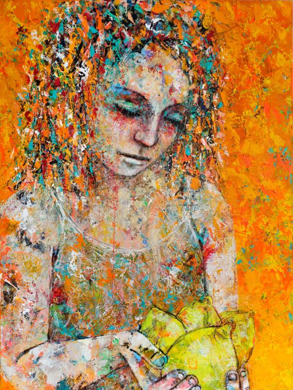 Zitronelle, 2025, Öl, Ölpastell, Acryl auf Leinwand, 120 × 90 cm