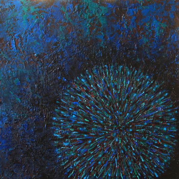 Sea Urchin Glow, 2025, Öl, Acryl auf Leinwand, 60 x 60 cm