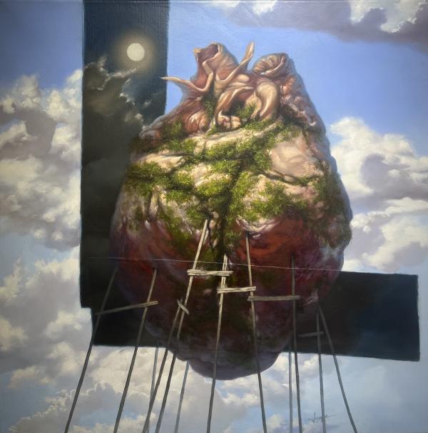 Insel, 2024, Öl auf Leinwand, 80 x 80 cm