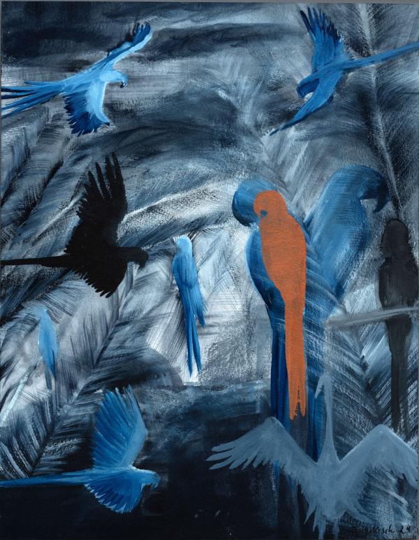 ARIE I, 2025, Öl auf Papier, 46 x 36 cm