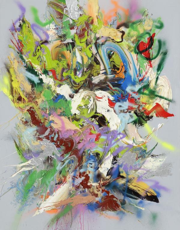 Bloom Under Tension, 2026, Öl auf Leinwand, 180 x 140 cm