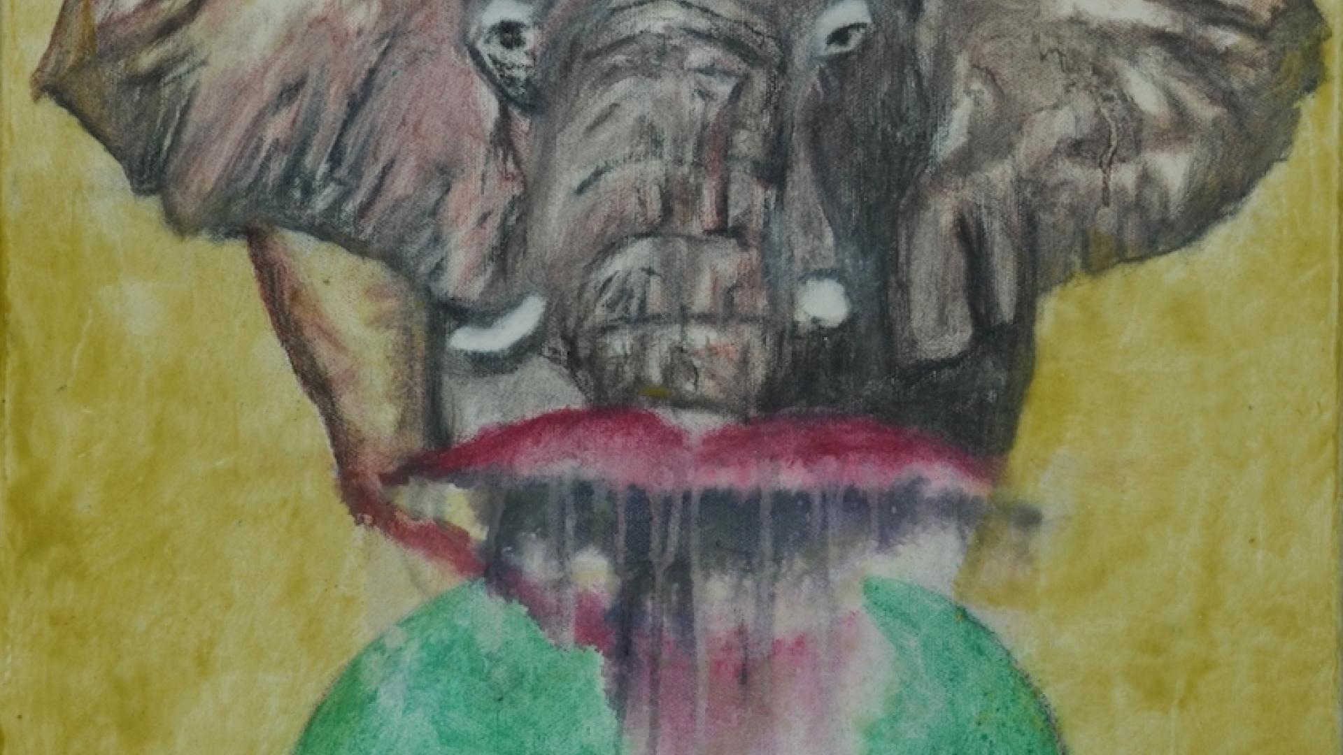 Die Lippen des Elefanten, 2017, Eitempera und Enkaustik auf Leinwand, 60 x 50 cm